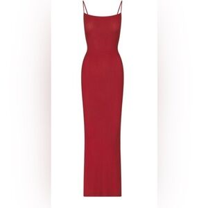 Skims Soft Lounge Long Slip Dress XS Red